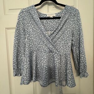 Monteau Light Blue Floral Blouse